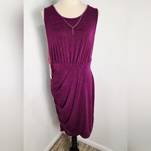 Jennifer Lopez Sleeveless Purple Dress with Ruching Down One Side, Size L, NWT
